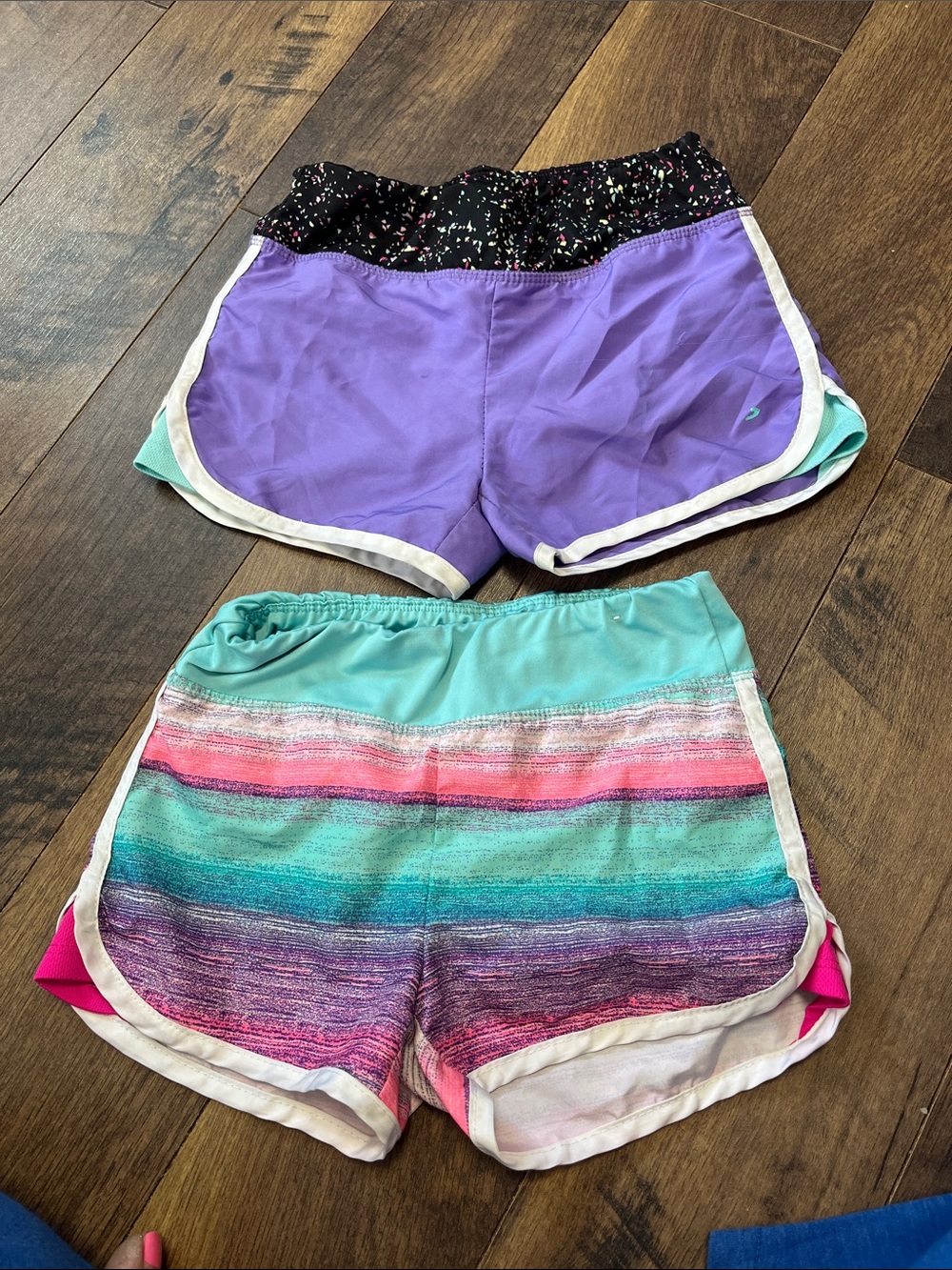 SkecherGirls' Purple and Multi-Stripe Athletic Shorts - Lightweight Kids Bottoms